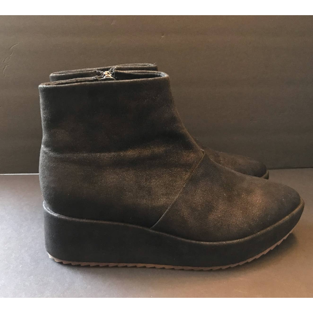Antelope Black Platform Side Zip Pointed Toe Ankle Boots Size 39